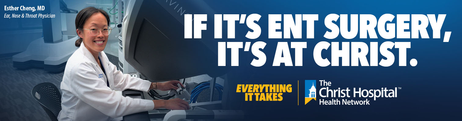 Doctor smiling with the text, "If it's ENT surgery, it's at Christ."