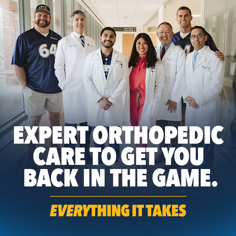 Header image featuring Todd C. Kelley, MD, Orthopedic Surgeon, consulting with a patient with the text, "Same-day orthopedic care, without the wait. Everything it takes"