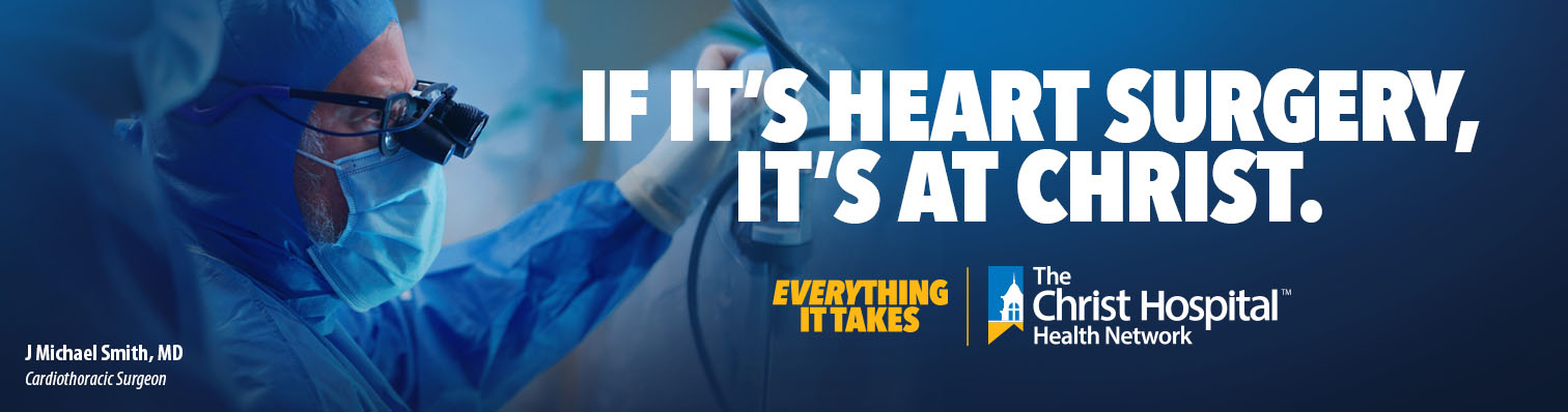 Doctor performing surgery with the text "If it's heart surgery, it's at Christ."